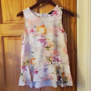 H&M Watercolor Sleeveles Peplum Top size 6